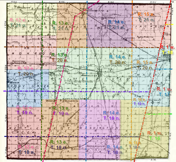 1880 Named Townships Map Randolph County HIstorical Society & Museum